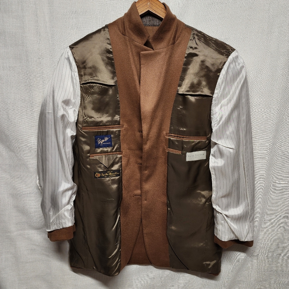 Jack Victor Cashmere Loro Piana Italian Single Breasted Dark Camel Blazer - Picture 7 of 14